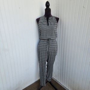 Gap Women's Green Pink Print Sleveless Jumpsuit Keyhole Drawstring Sz XS